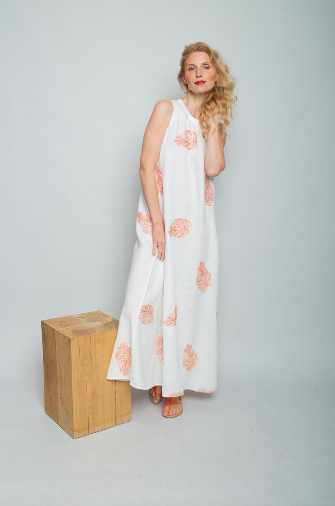 Emily Kleed Lang Linnen Print/Wit