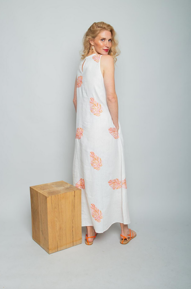 Emily Kleed Lang Linnen Print/Wit