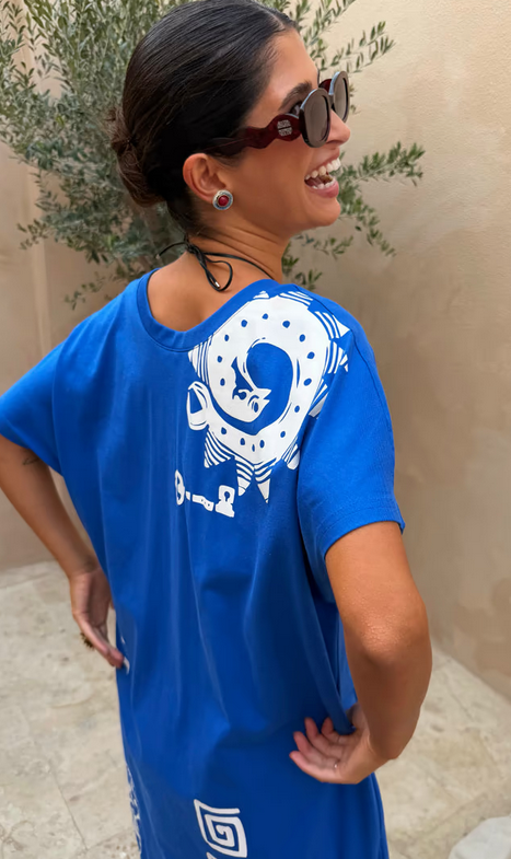 NFD Kleed Lang Blauw/Print