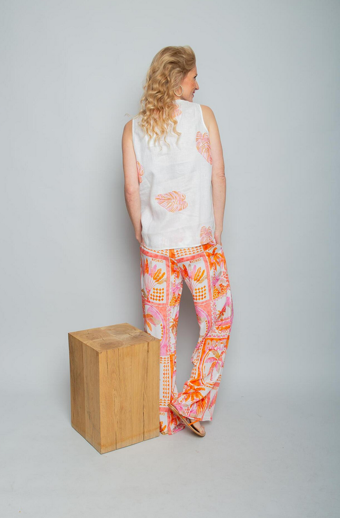 Emily Top Linnen Ecru/Print