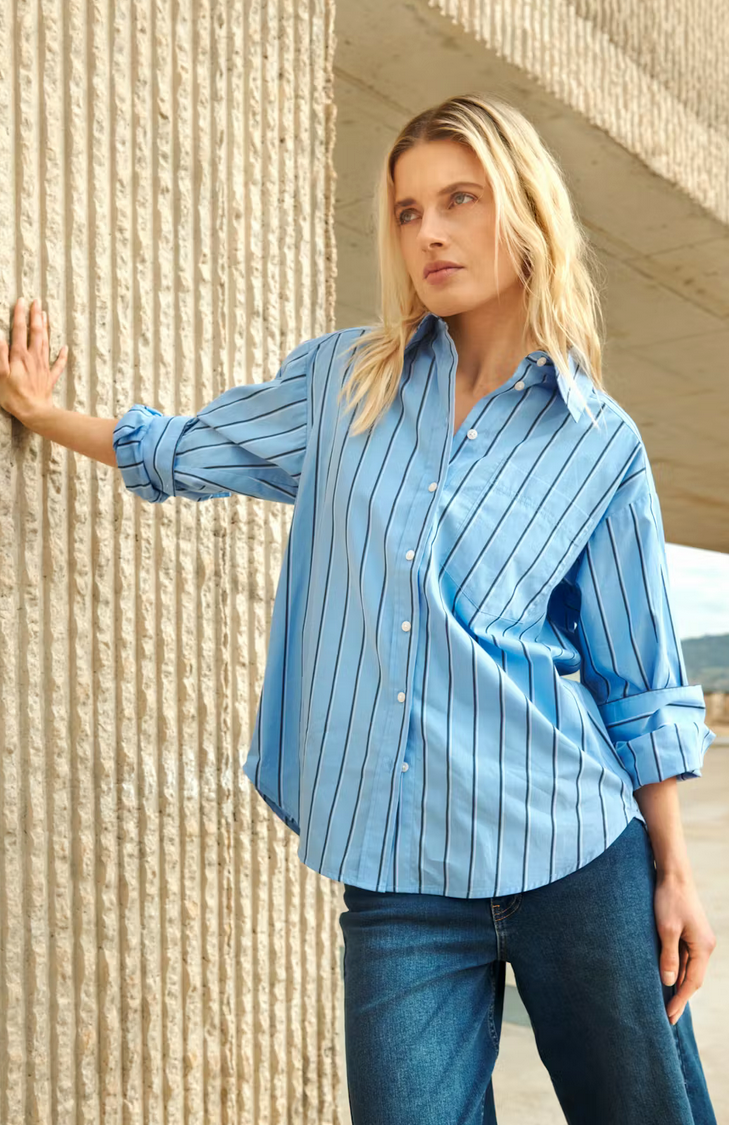 Part Two Blouse Streep Blauw
