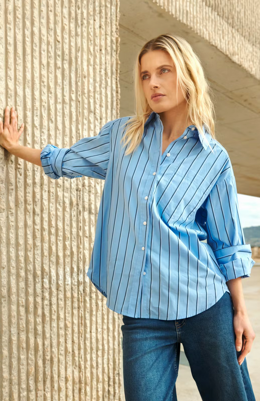 Part Two Blouse Streep Blauw