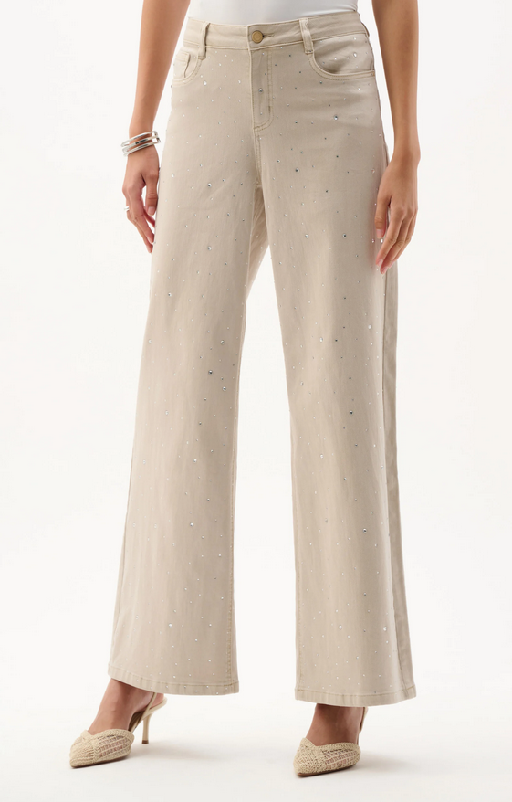 Joseph Ribkoff Pantalon Jeans Beige Glitter