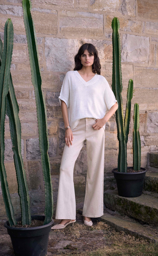 Joseph Ribkoff Pantalon Jeans Beige Glitter