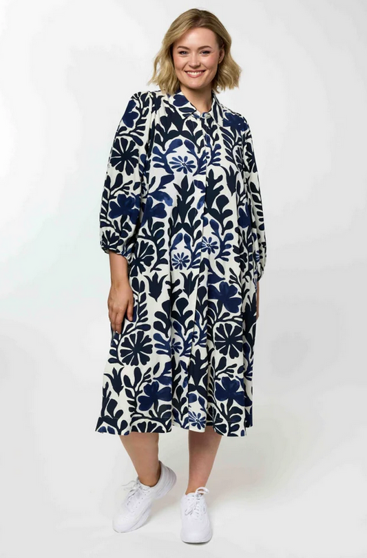 Gozzip Kleed Print Blauw