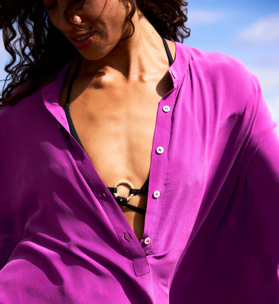 Speezy's Silk Kaftan Lang Fuchsia