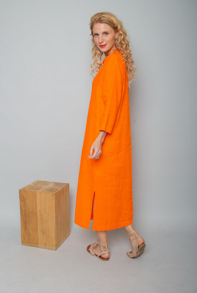 Emily Kleed Lang Linnen Oranje