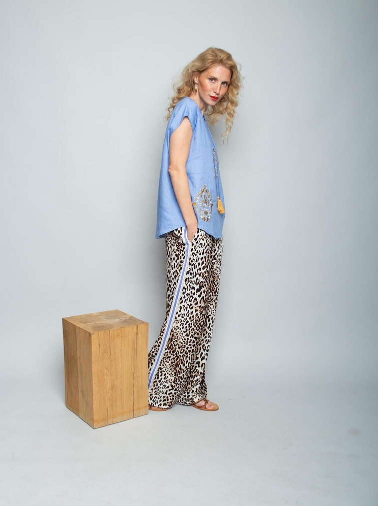 Emily Top Linnen Blauw