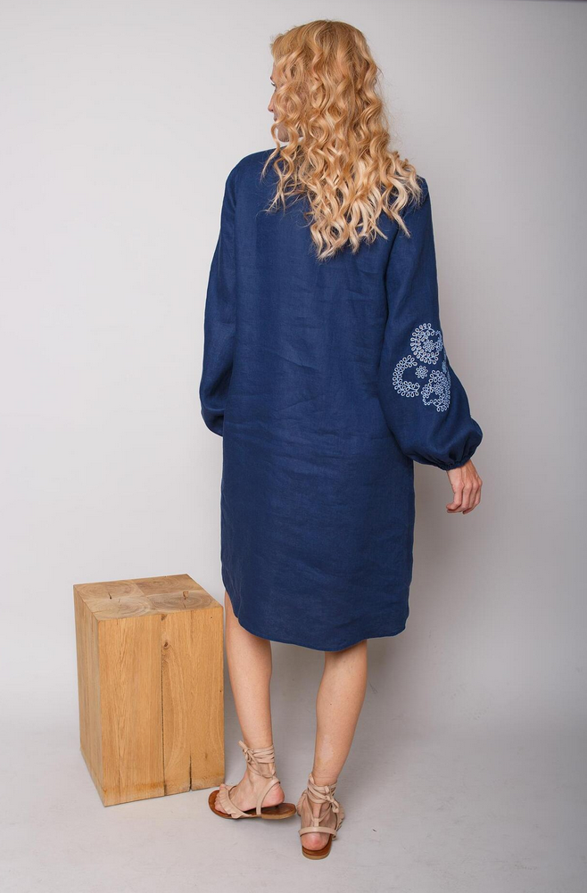 Emily Kleed Linnen Blauw