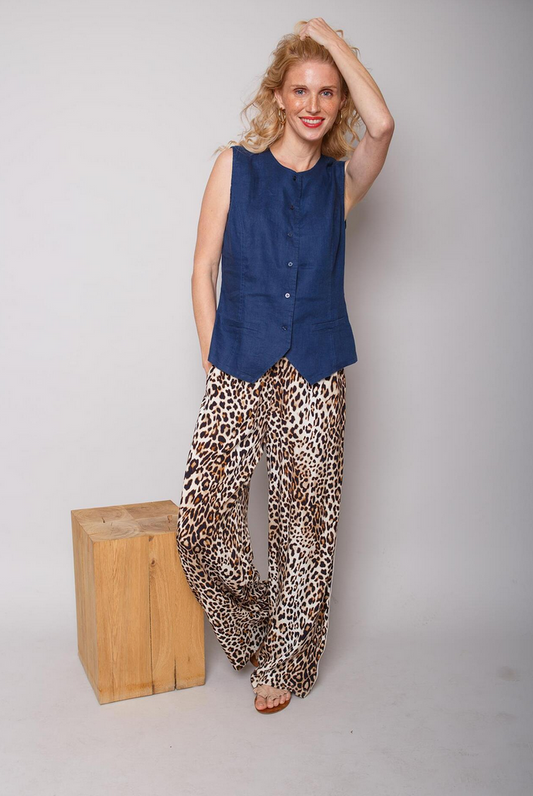 Emily Gilet Linnen Blauw