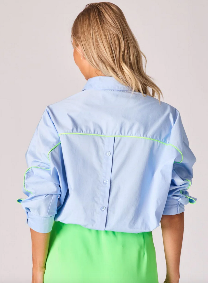LALOTTI Blouse Lichtblauw/Fluogroen