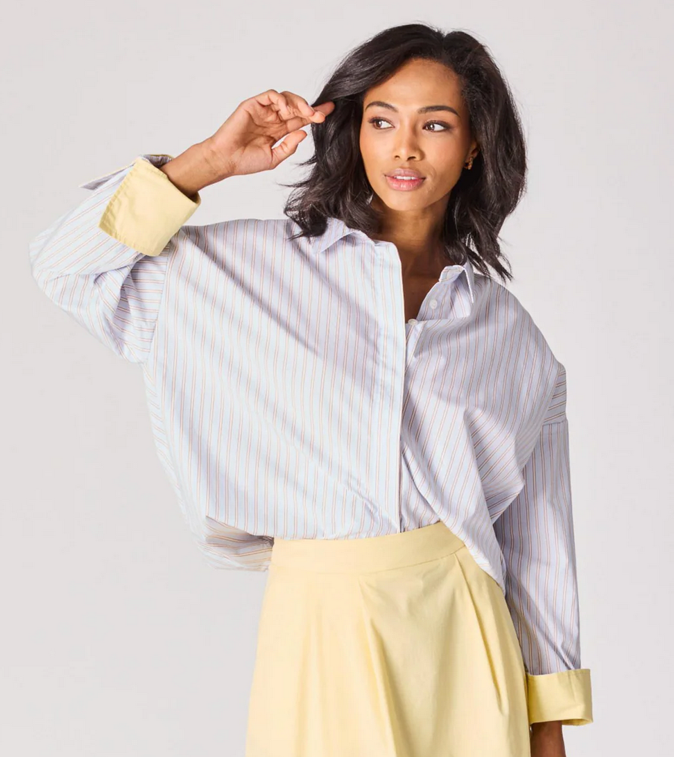 LALOTTI Blouse Streep Lichtblauw/Lichtgeel