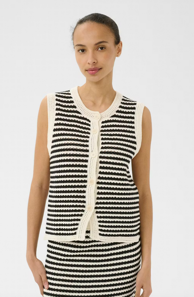 Part Two Top Knit Streep Ecru/Zwart