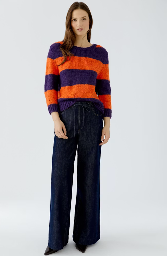 Oui Knit Streep Paars/Oranje