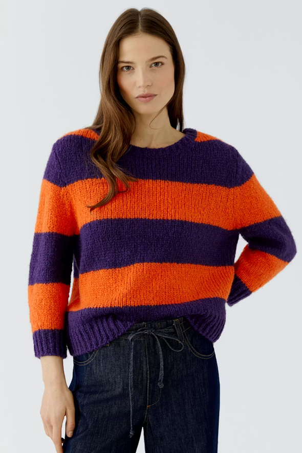 Oui Knit Streep Paars/Oranje