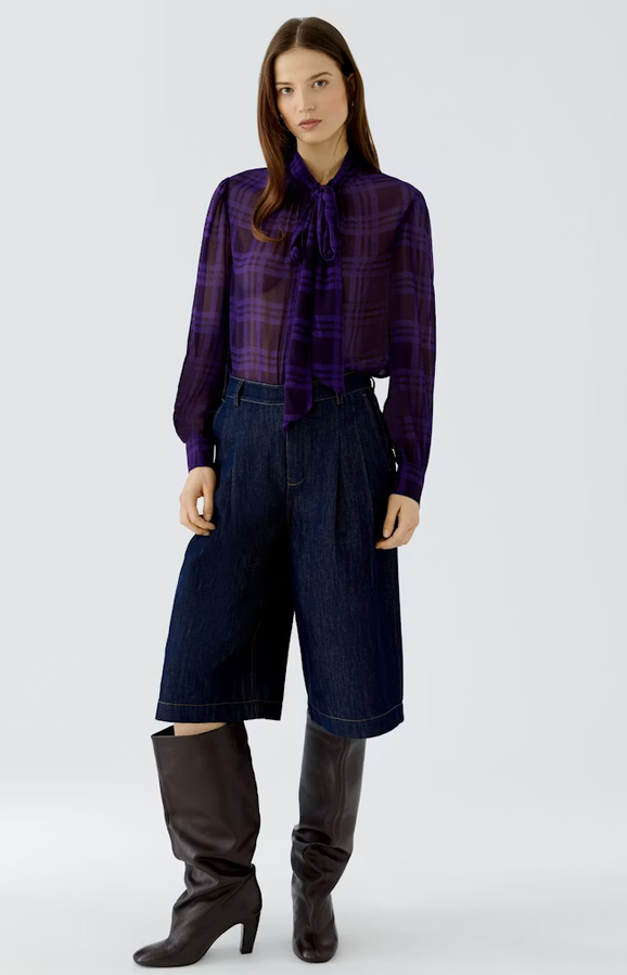 Oui Blouse Ruit Paars