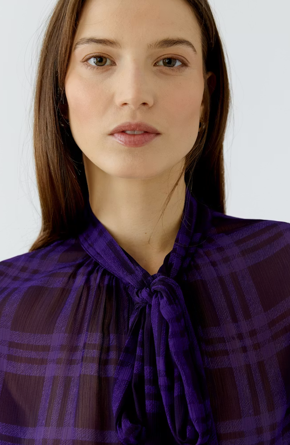 Oui Blouse Ruit Paars