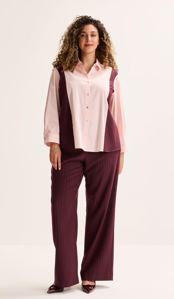 Améline Pantalon Bordeaux Krijtstreep