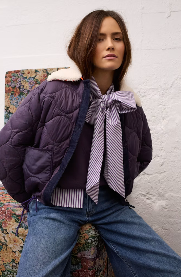 Oui Blouse Streep Paars