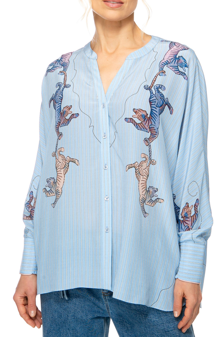 IVI Blouse Print Lichtblauw