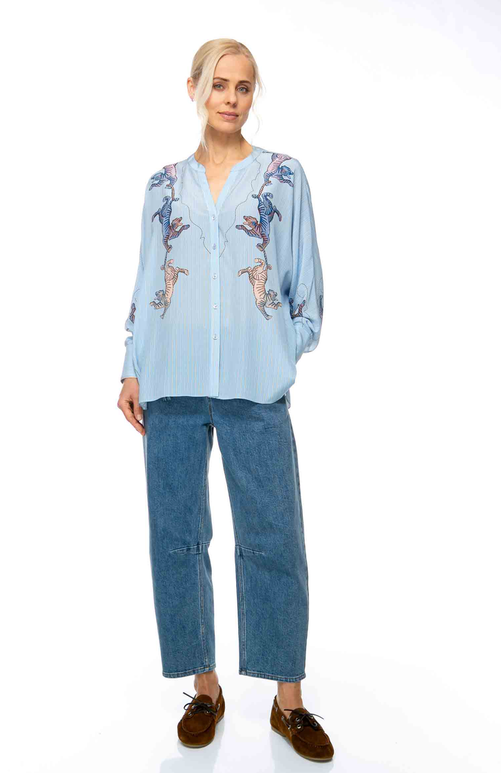 IVI Blouse Print Lichtblauw