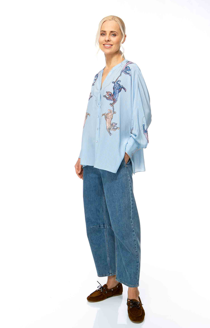 IVI Blouse Print Lichtblauw