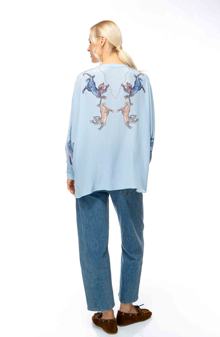 IVI Blouse Print Lichtblauw