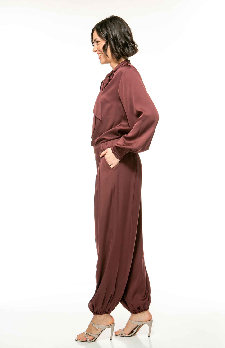 IVI Pantalon Harem Bordeaux