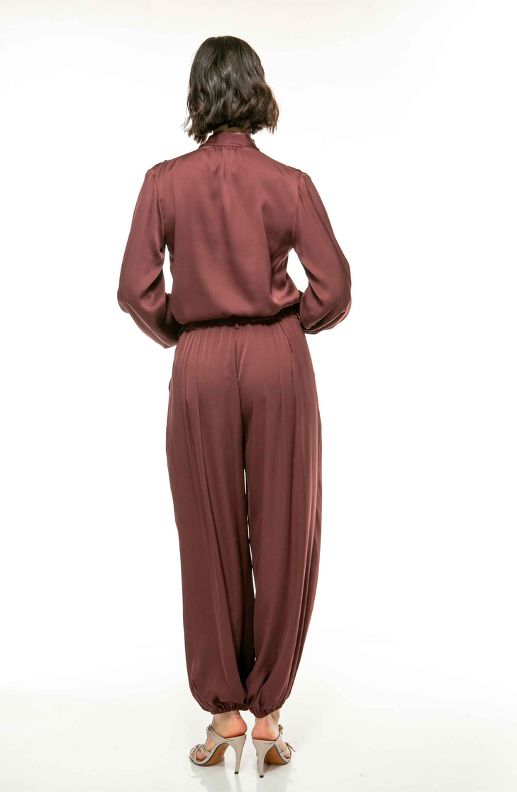 IVI Pantalon Harem Bordeaux