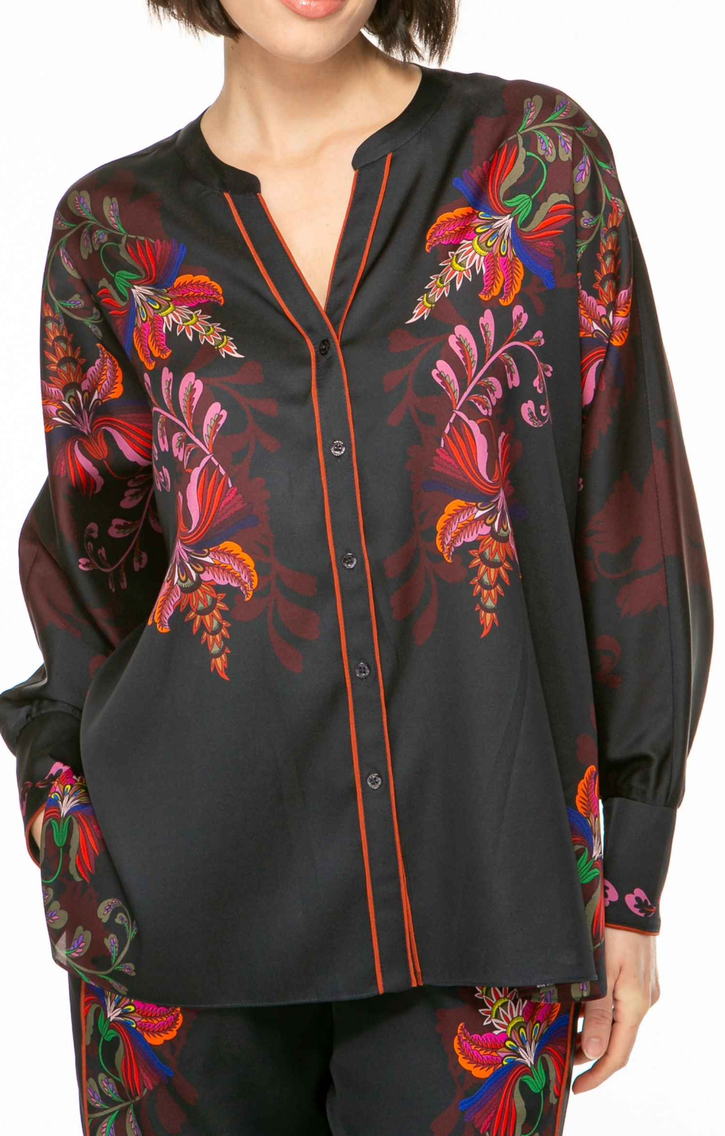 IVI Blouse Print Blauw/Bordeaux