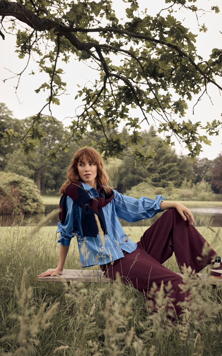 Améline Blouse Streep blauw