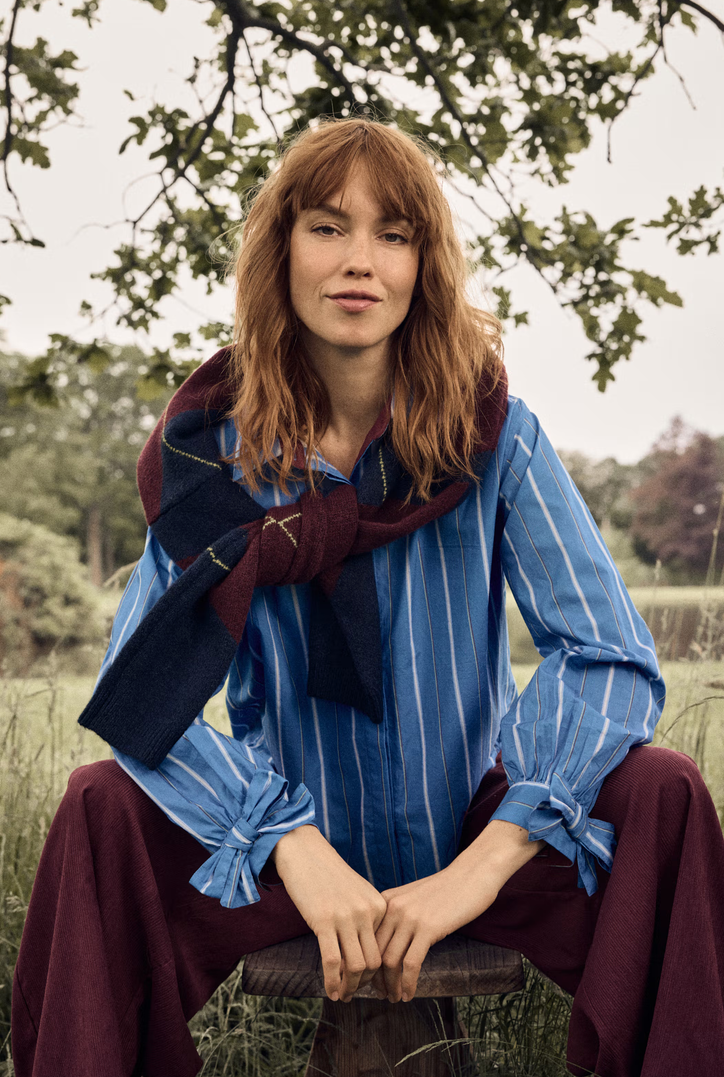 Améline Blouse Streep blauw
