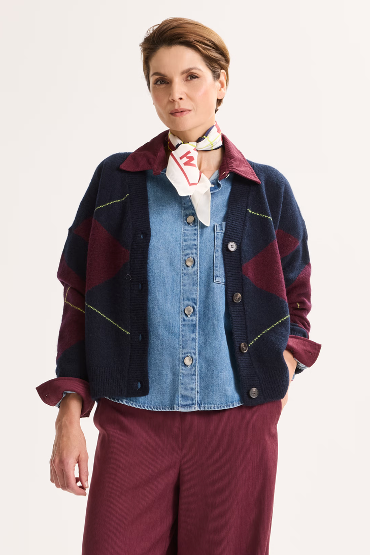 Améline Cardigan Print Donkerblauw