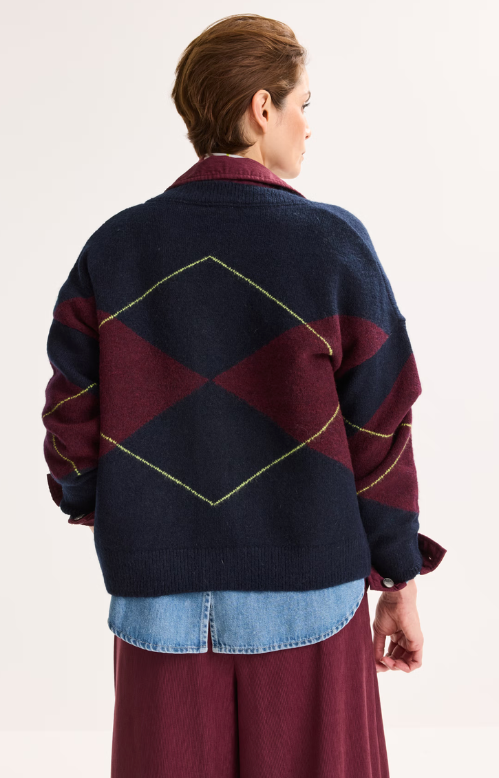 Améline Cardigan Print Donkerblauw