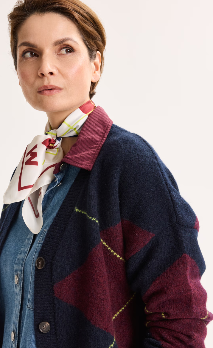 Améline Cardigan Print Donkerblauw