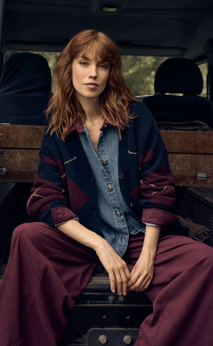 Améline Cardigan Print Donkerblauw