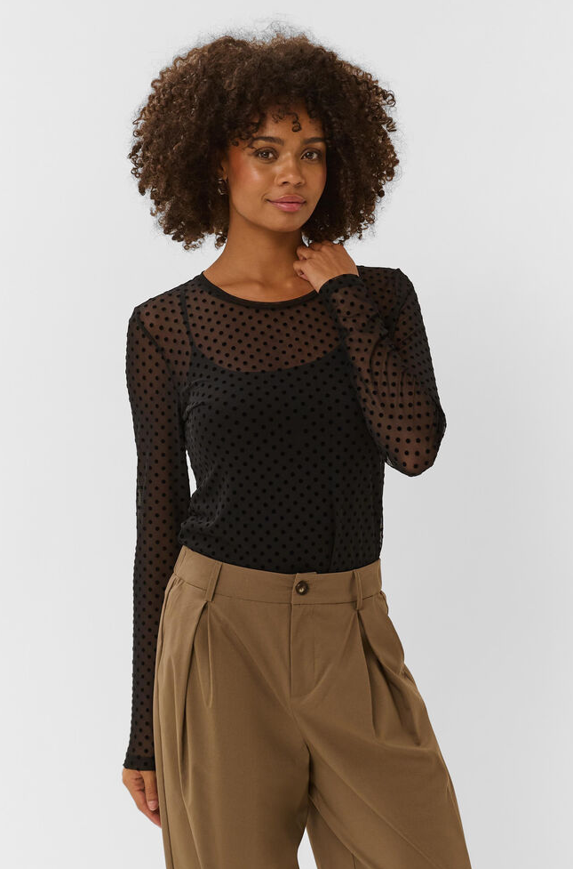 Culture Mesh Blouse Zwart