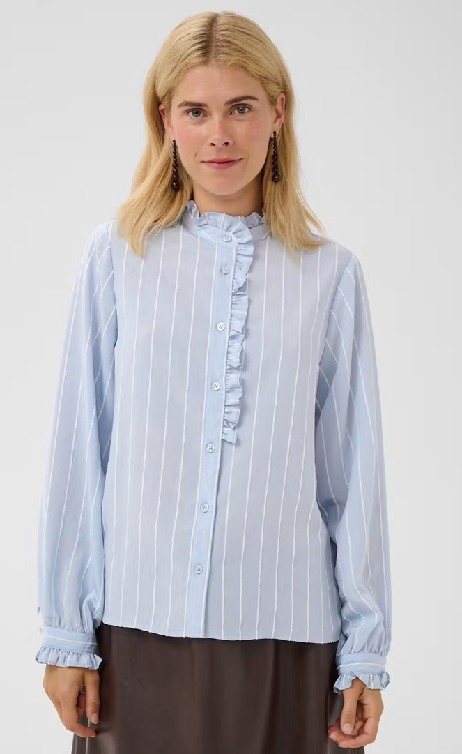 Culture Blouse Streep Lichtblauw
