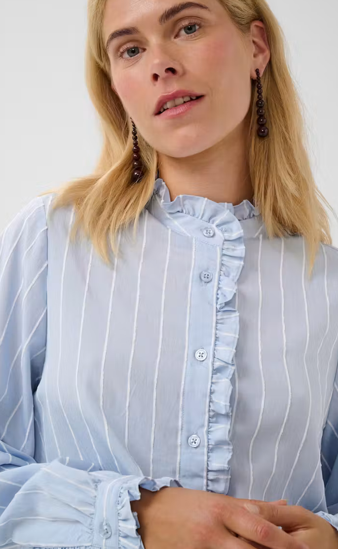 Culture Blouse Streep Lichtblauw