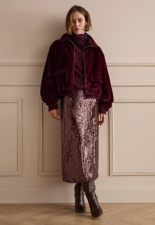 Oui Rok Aubergine Glitter