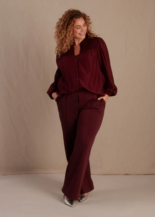 Yest Pantalon Streep Bordeaux