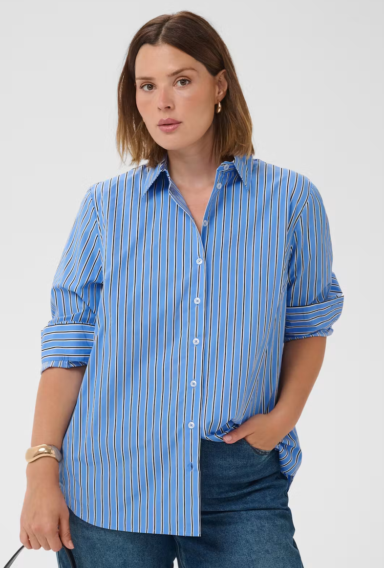 Kaffe Curve Blouse Streep Blauw