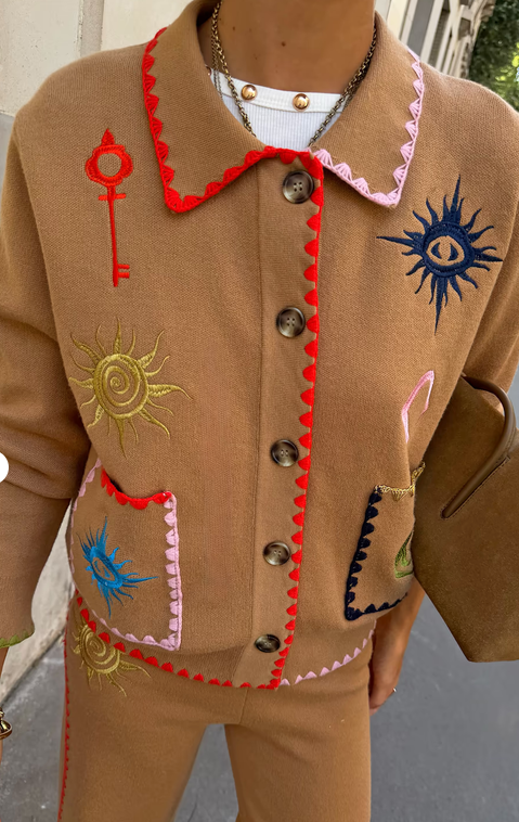 NFD Cardigan Print/Camel