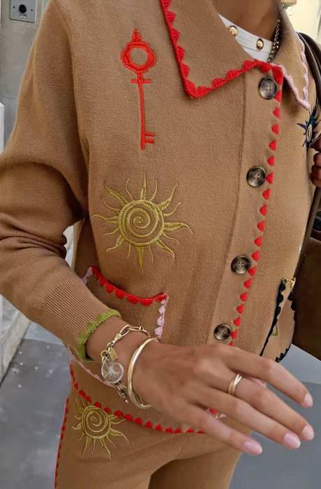 NFD Cardigan Print/Camel