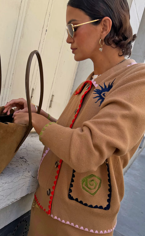 NFD Cardigan Print/Camel