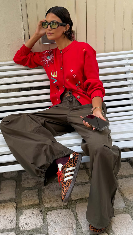 NFD Cardigan Print/Rood