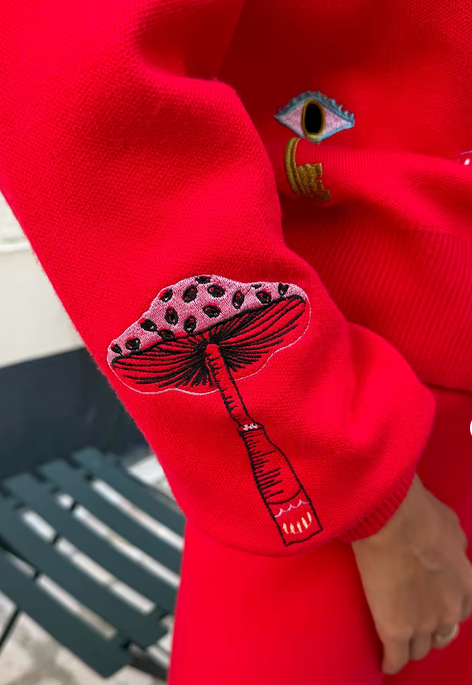 NFD Cardigan Print/Rood