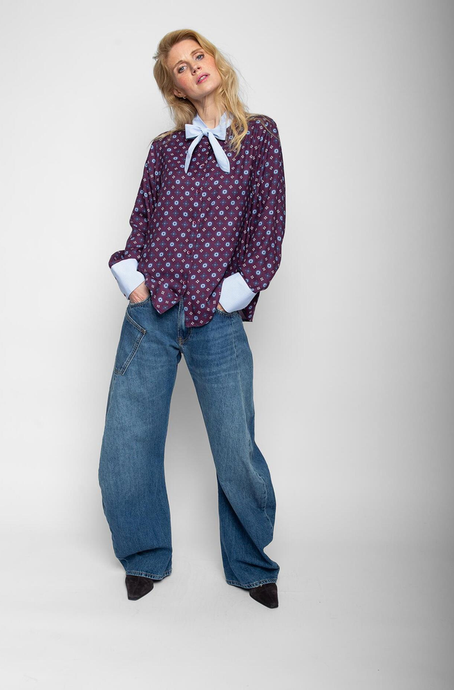 Emily Blouse Print Aubergine
