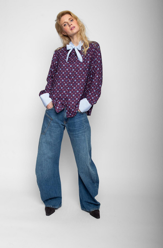 Emily Blouse Print Aubergine