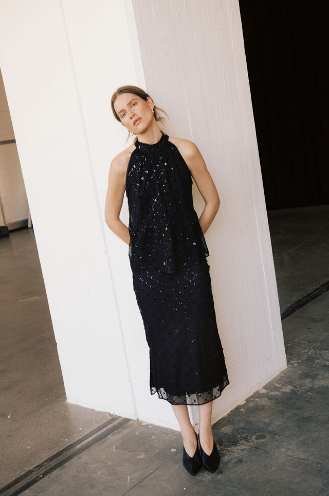 Part Two Rok Lang Glitter Zwart